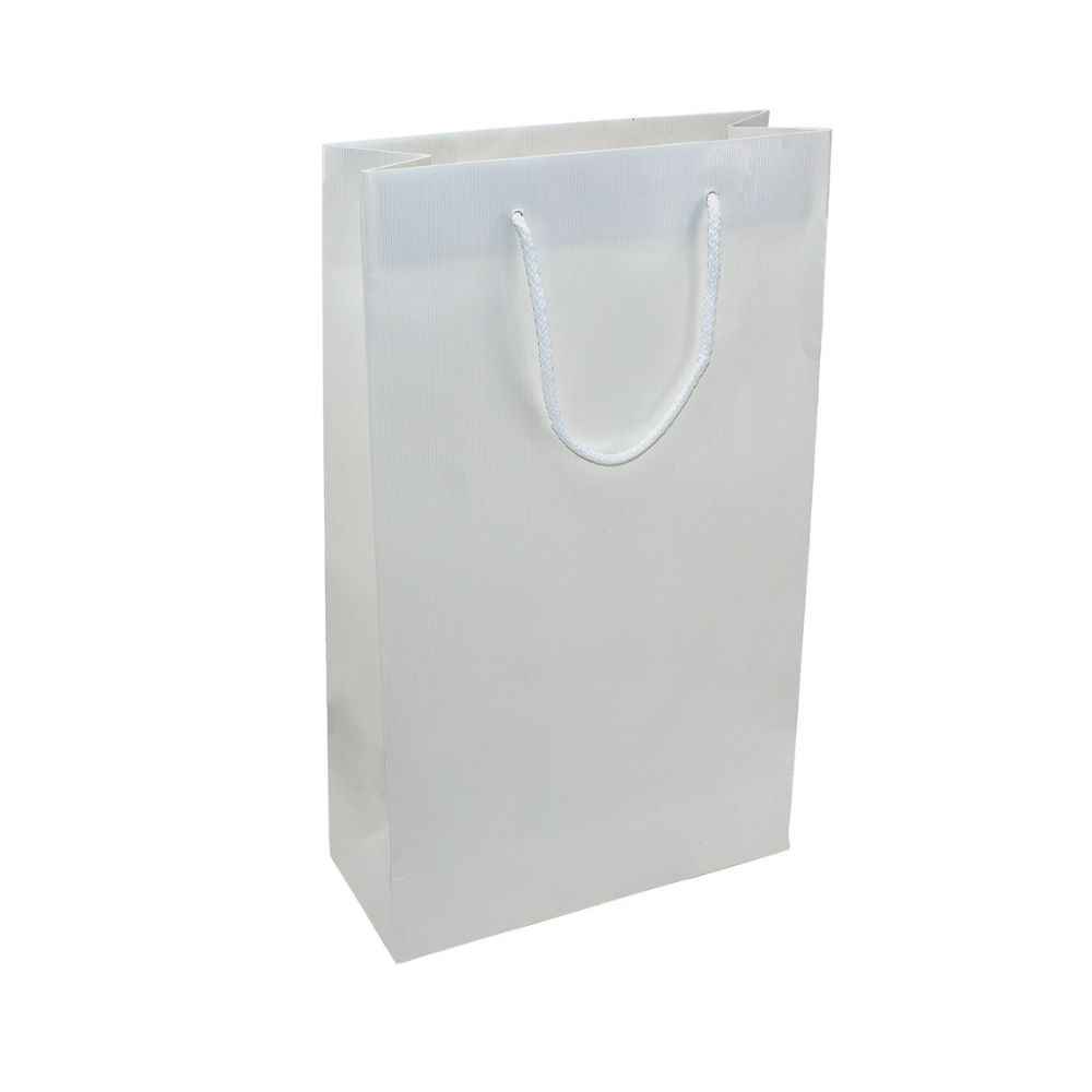 Τσάντα Χάρτινη Χειροποίητη, Λευκή Ριγέ, 20 τμχ